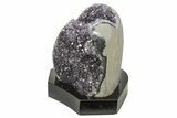 Deep Purple Amethyst Geode With Wood Base - Uruguay #275682-1